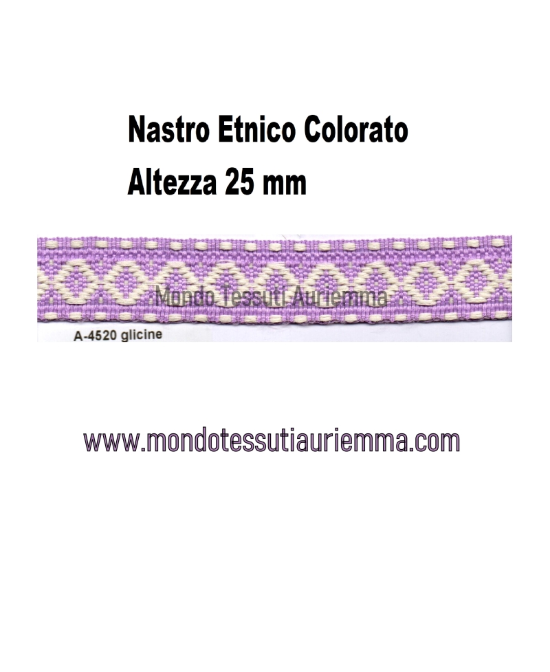 Passamaneria Nastro Jacquard Etnico Colorato h25mm Giallo Fluo